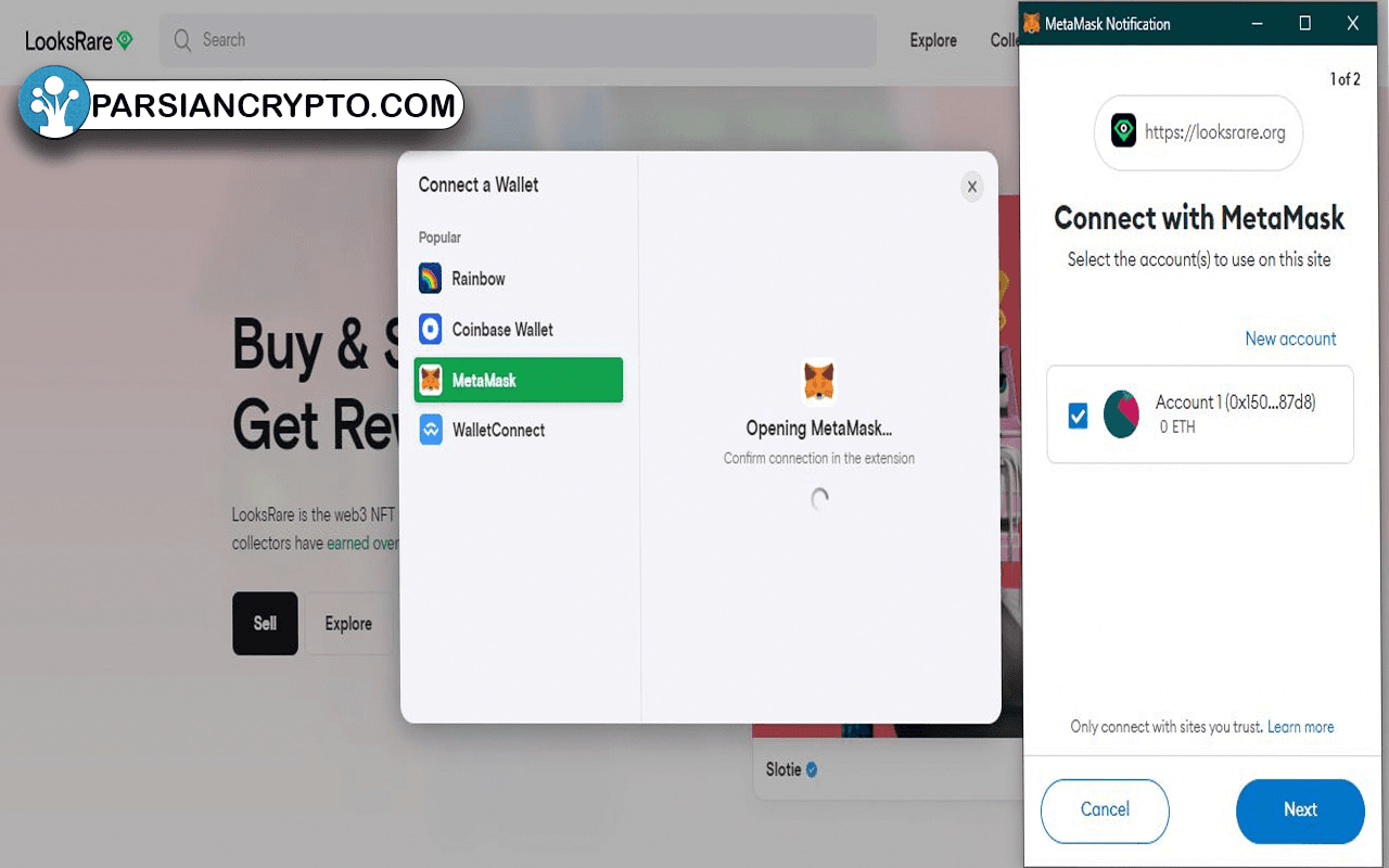 Connect the wallet to Lux Rare