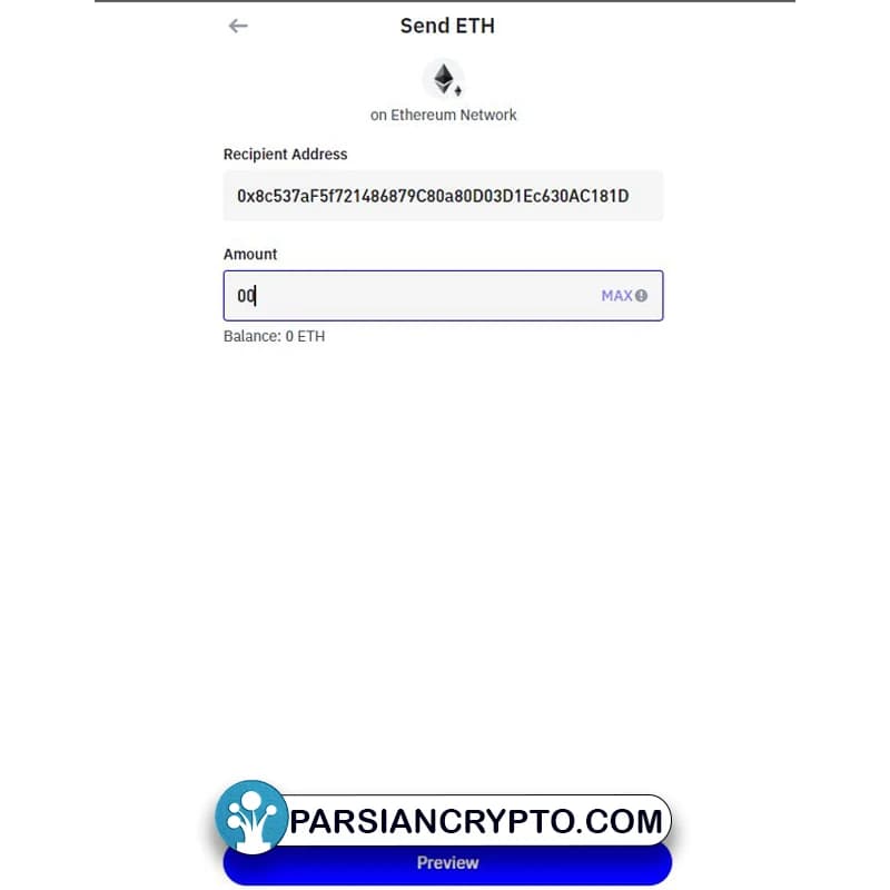 آموزش انتقال ETH در تراست ولت3