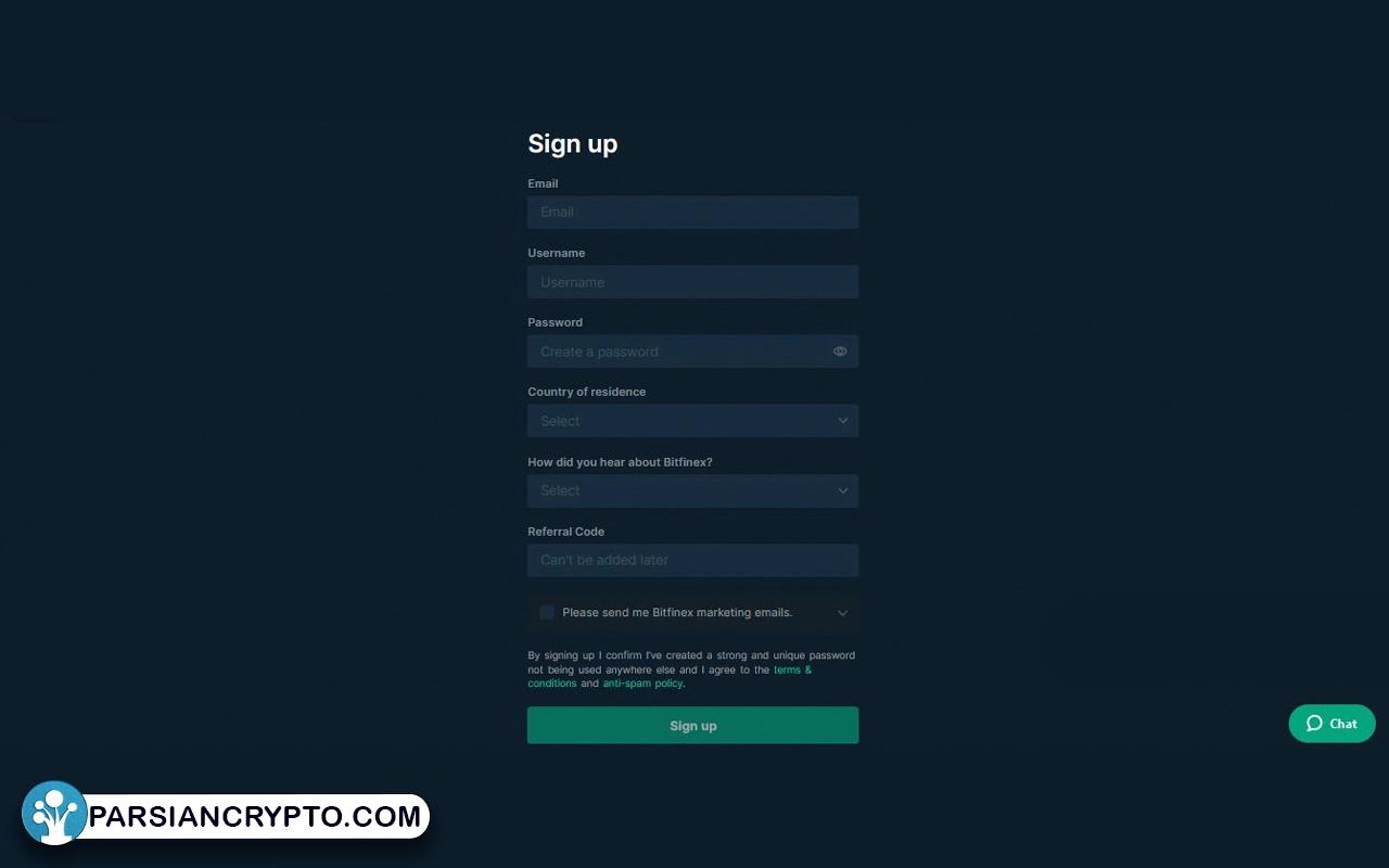 آموزش ثبت‌نام در صرافی بیت فینکس