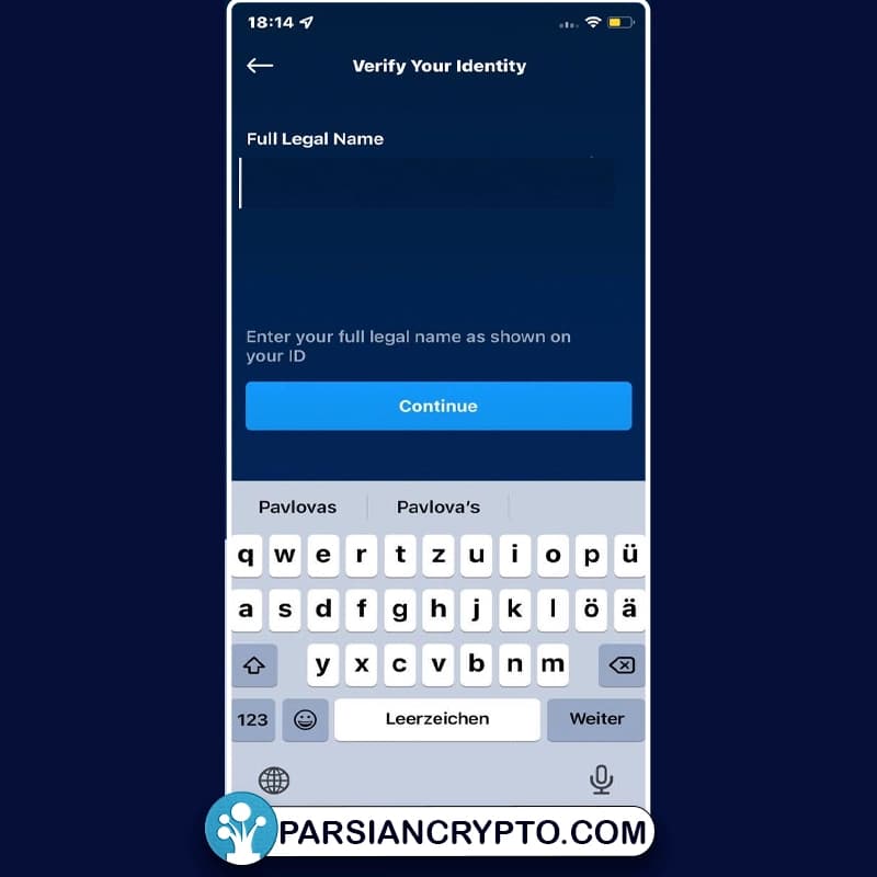 در نهایت با وارد کردن نام و نام خانوادگی وارد مرحله احراز هویت می‌شوید.
