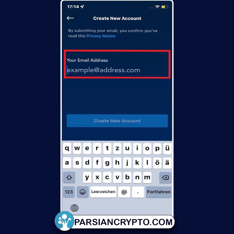 ایمیل برای صرافی کریپتو دات کام