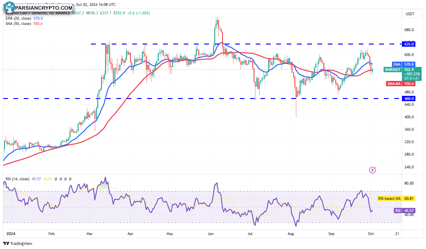 نمودار روزانه BNB/USDT و تحلیل مالی