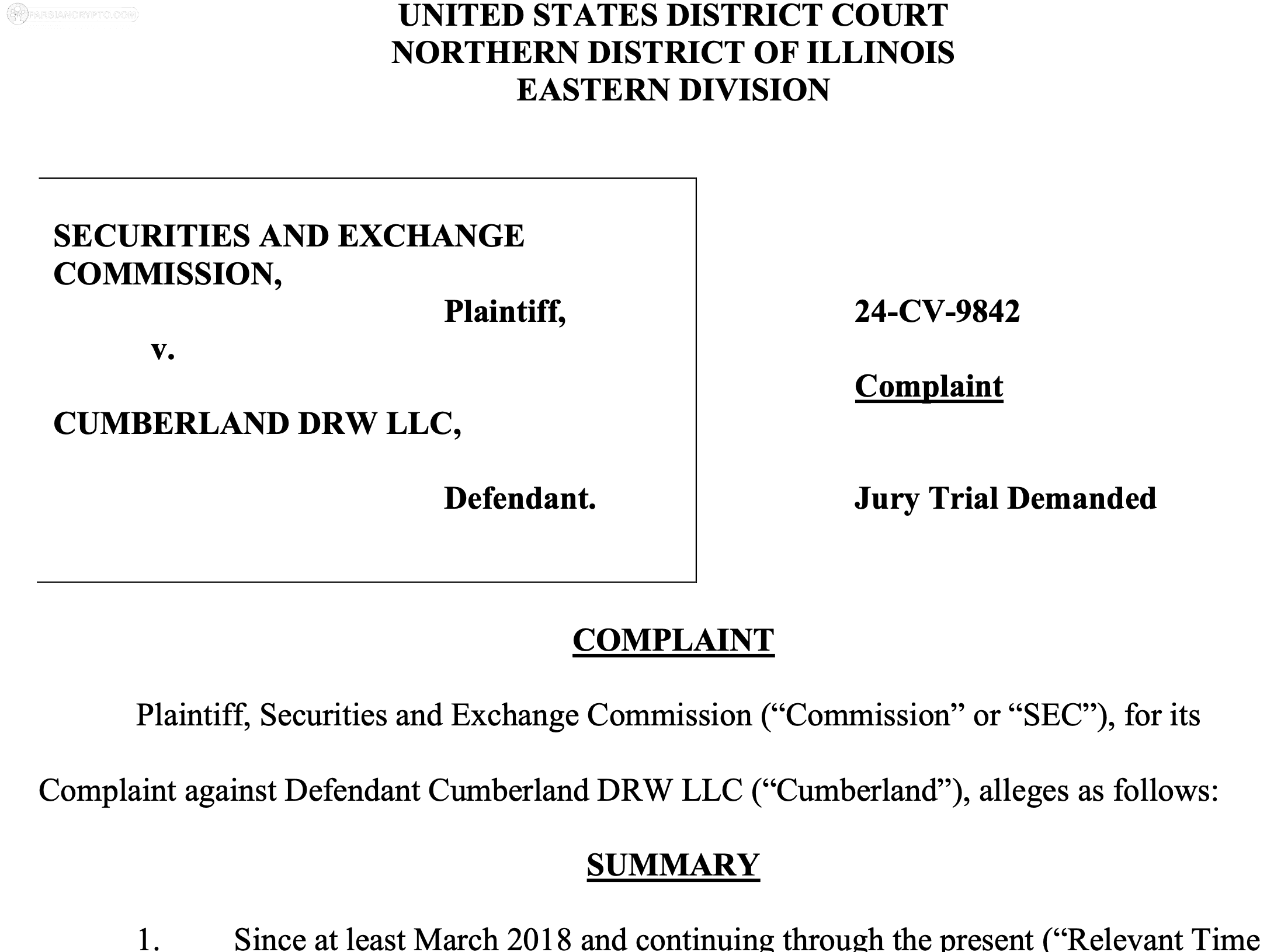 دعوی SEC علیه Cumberland DRW در حوزه کریپتو