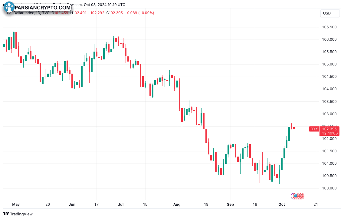 نمودار یک روزه شاخص دلار آمریکا (DXY)