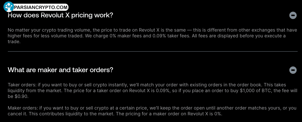 جزئیات قیمت‌گذاری رمزارزها در Revolut X