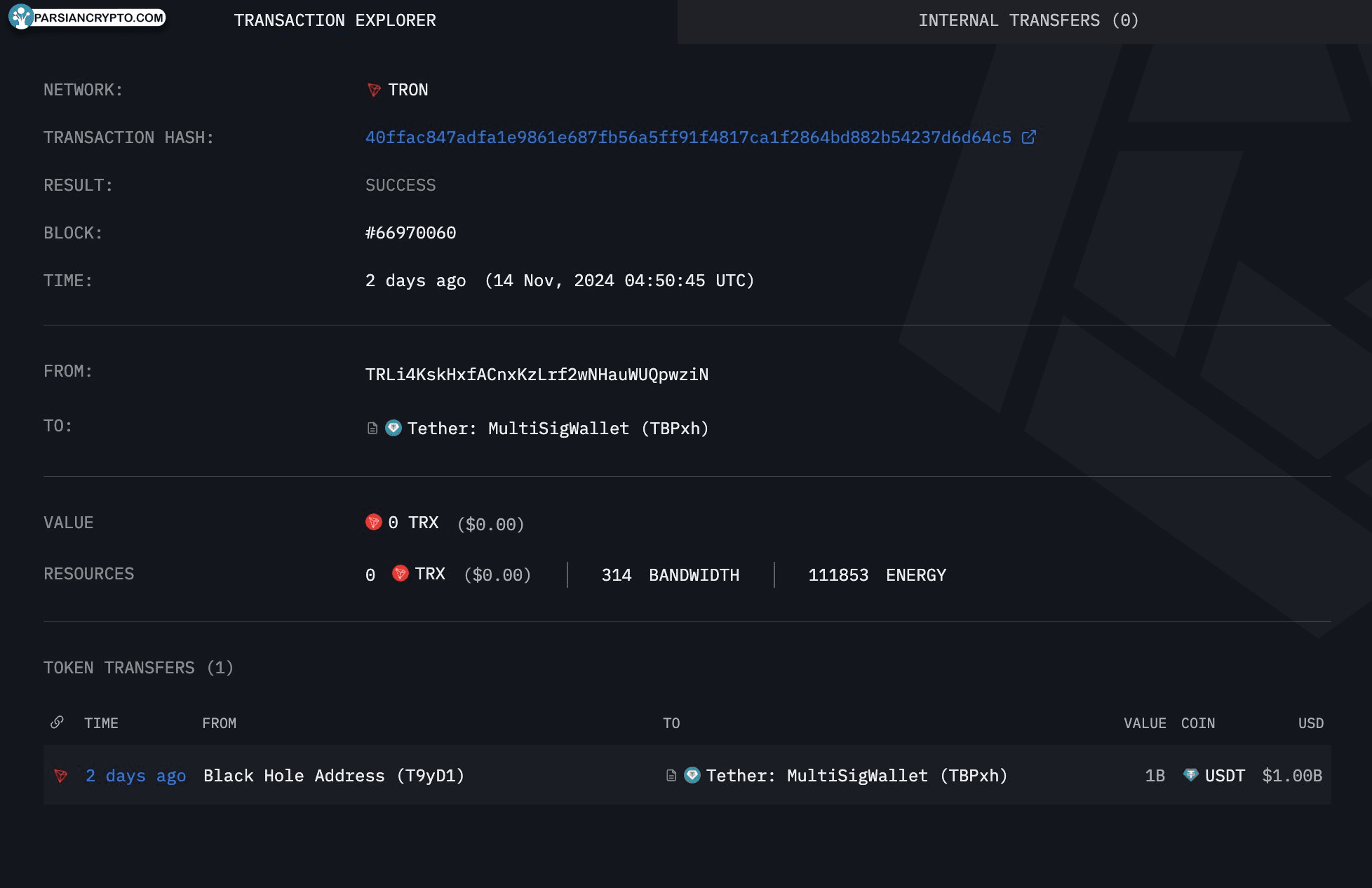 تتر یک میلیارد دلار USDt بدون هزینه شبکه می‌سازد