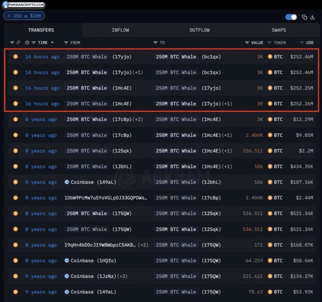 نهنگی که ۲۵۰ میلیون دلار بیت کوین را از دست داد.