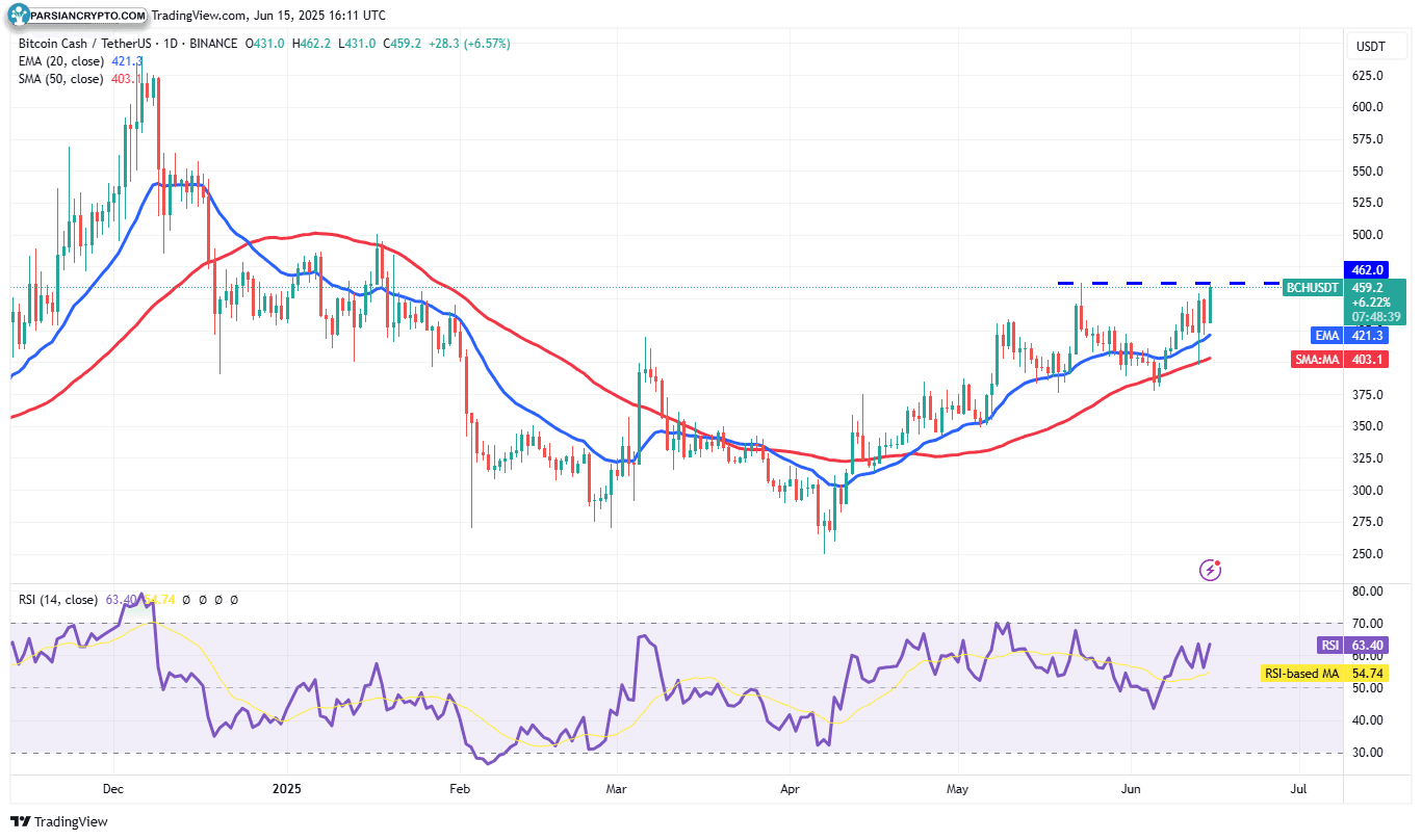 نمودار روزانه BCH/USDT در بازار ارز دیجیتال