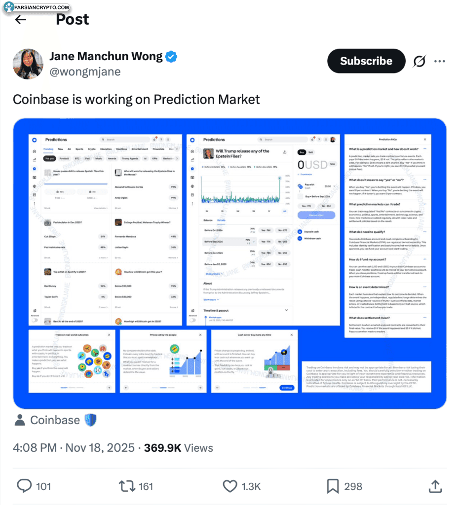 بازار پیش‌بینی کوین بیس