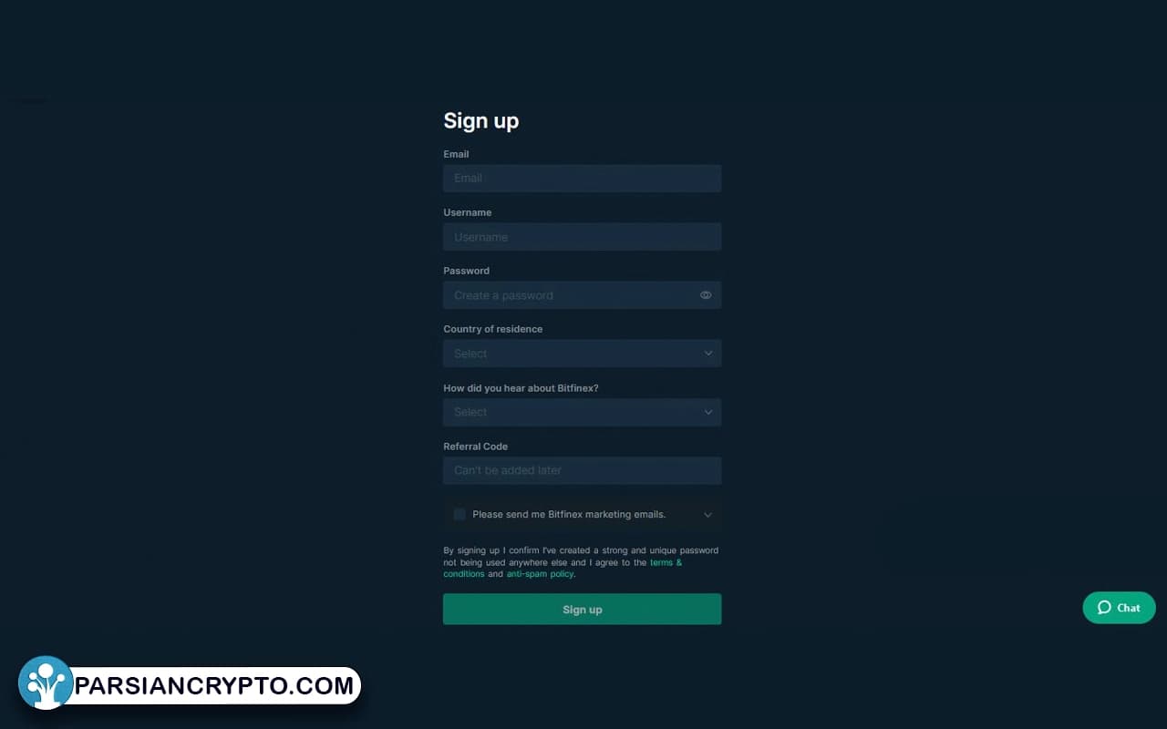 آموزش ثبتنام در صرافی بیت فینکس