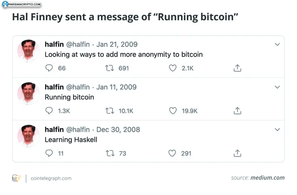 توییتهای هال فینی در ۲۰۰۸ و ۲۰۰۹